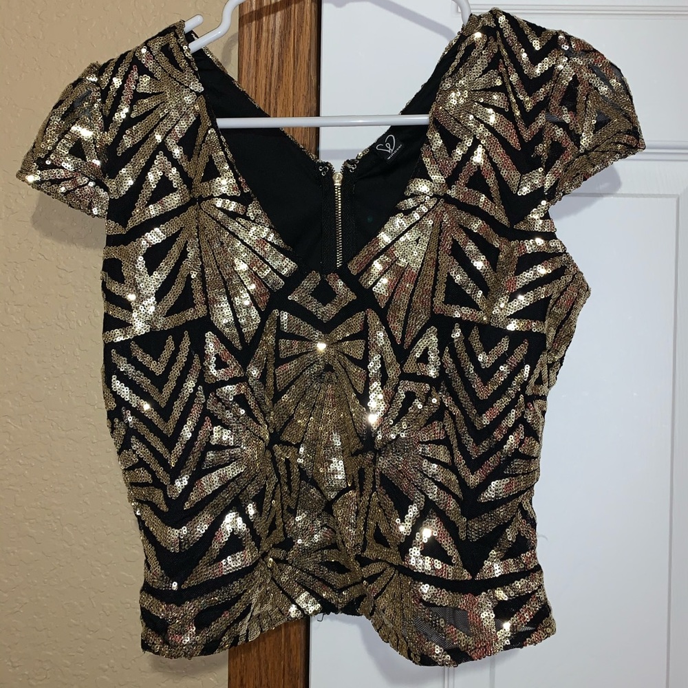 Gold and black sequin top